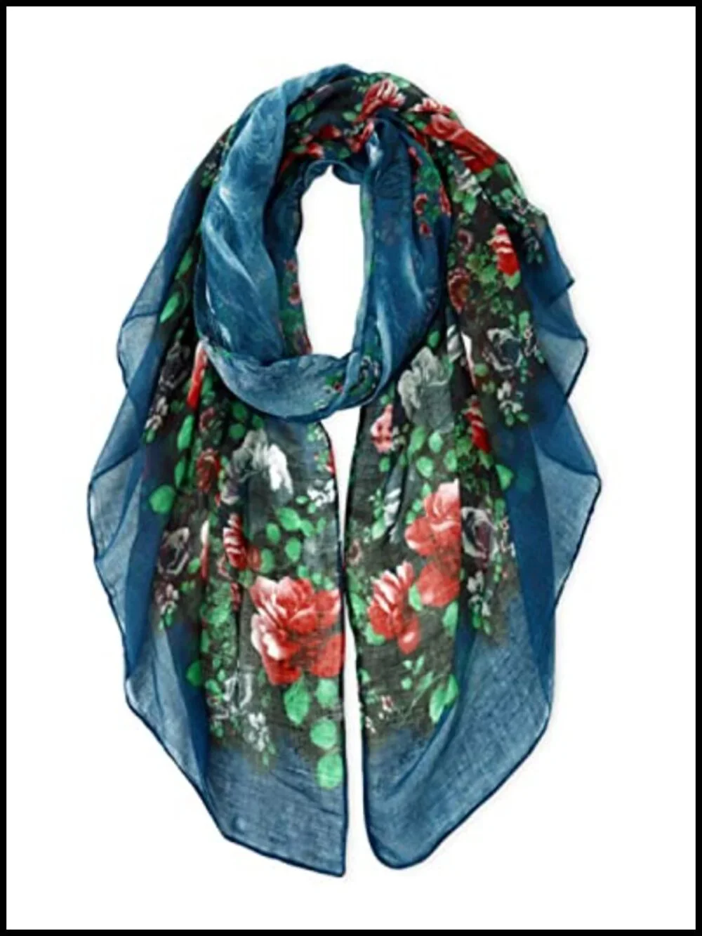 Lightweight Floral Print Scarf Wrap Head Shawl