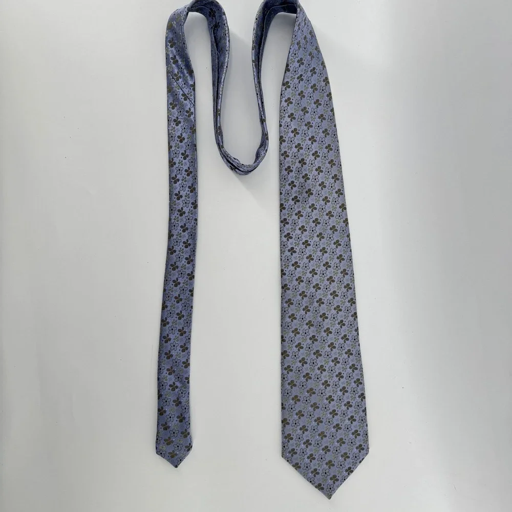 J. Garcia Mens Necktie Floral Blue Brown‎ Flower Pattern Classic Business Dress
