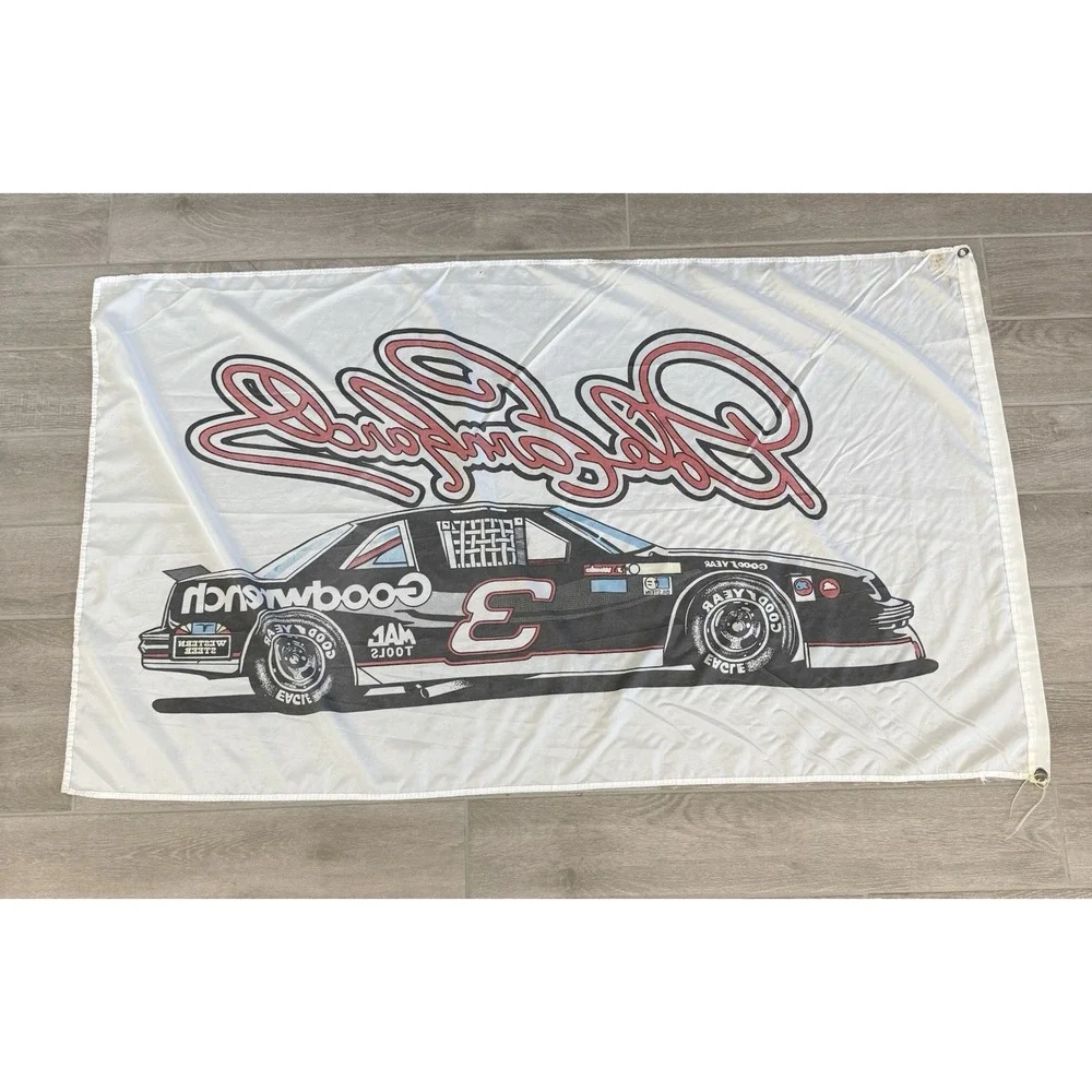 NASCAR Dale Earnhardt Sr #3 Goodwrench White Polyester Racing‎ Flag Banner OS