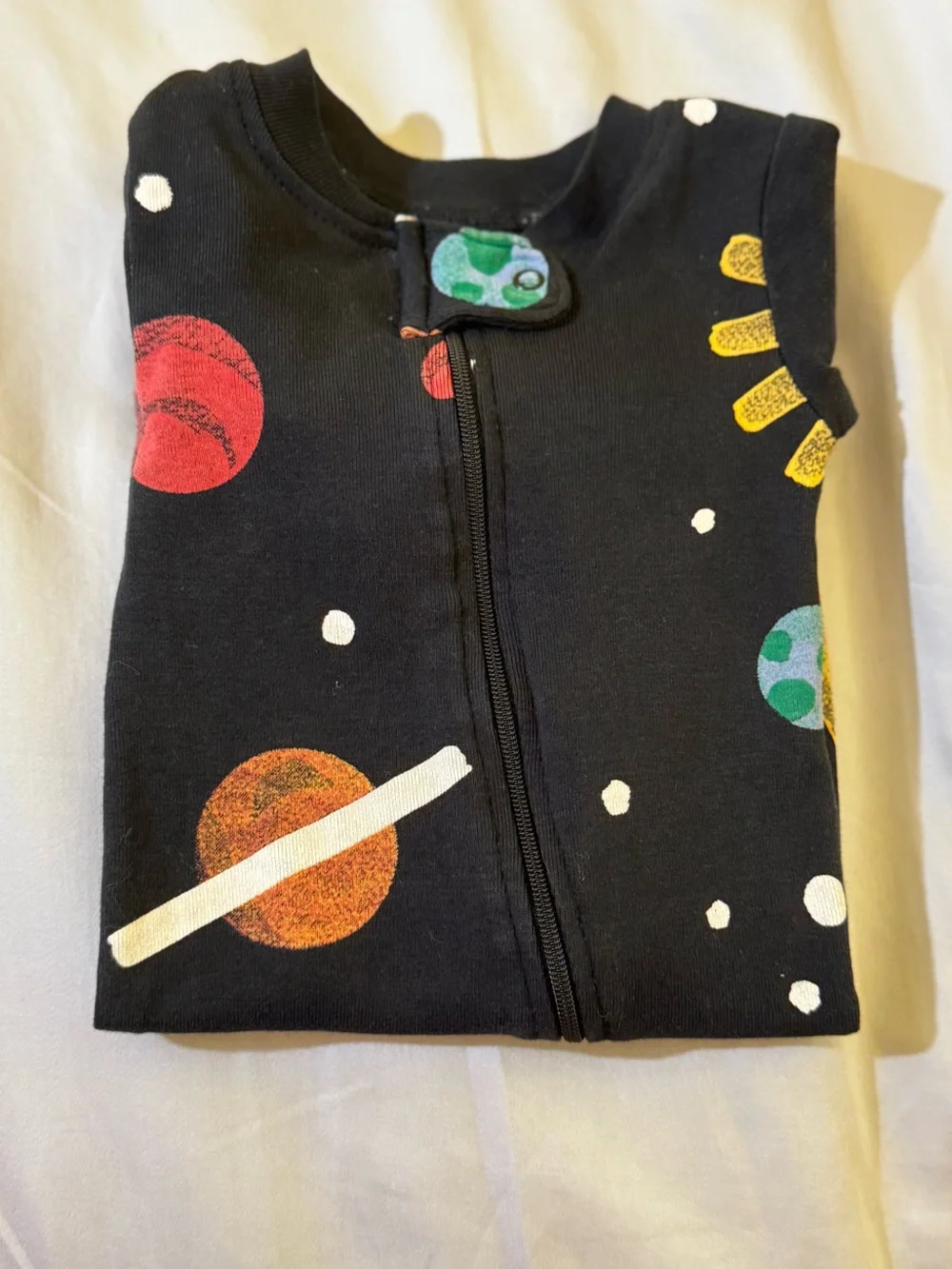 +NWOT Monica + Andy Space Planets Zip Sleeper Coverall Black Baby Newborn