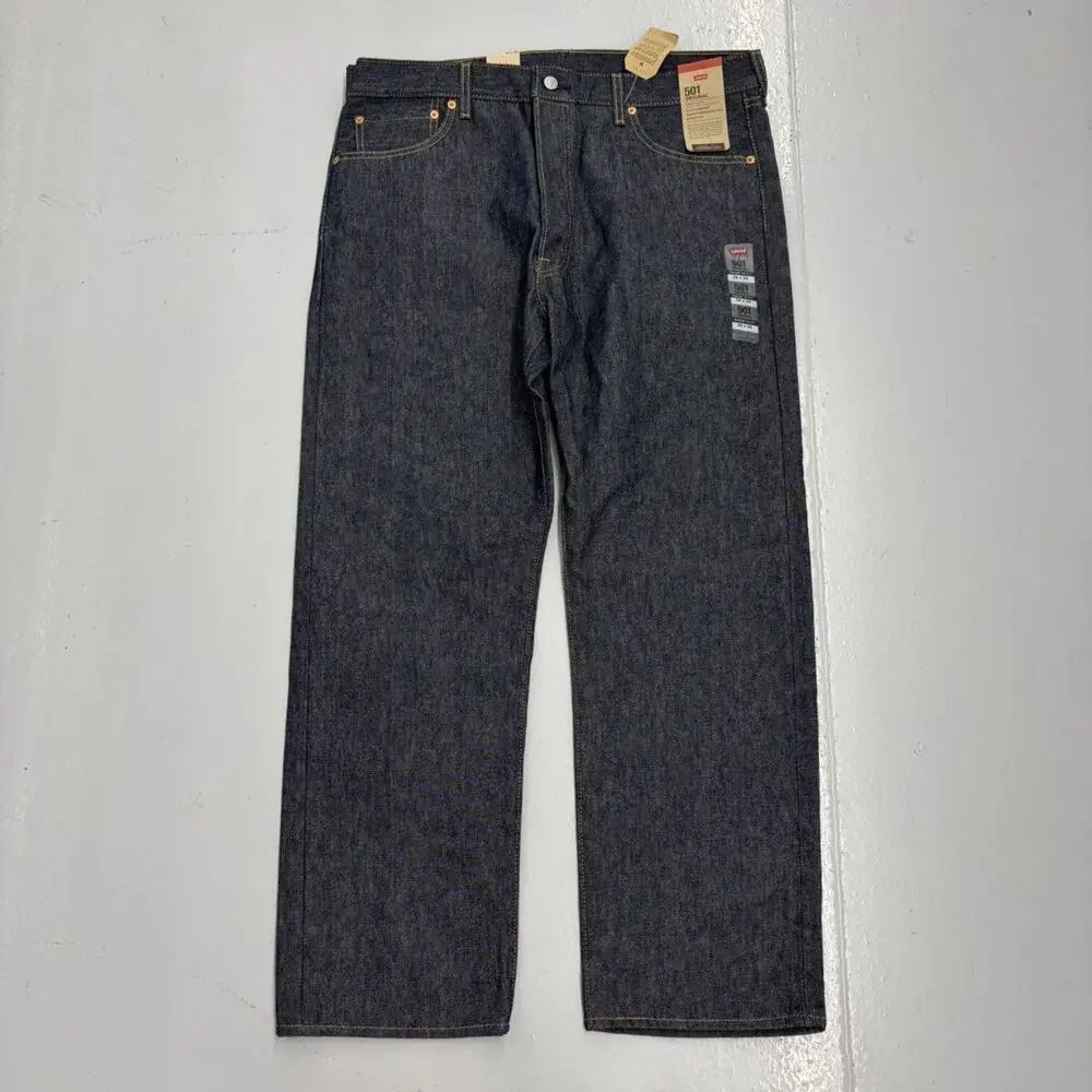 NWT Levi's 501 Dark Wash Straight Leg Buttonfly Jeans 38x30
