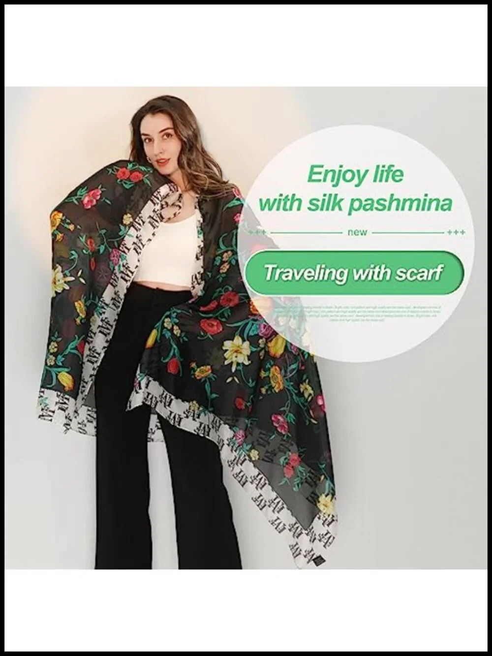 100% Mulberry Silk Pashmina Shawl Wrap Oversized Travel Scarf