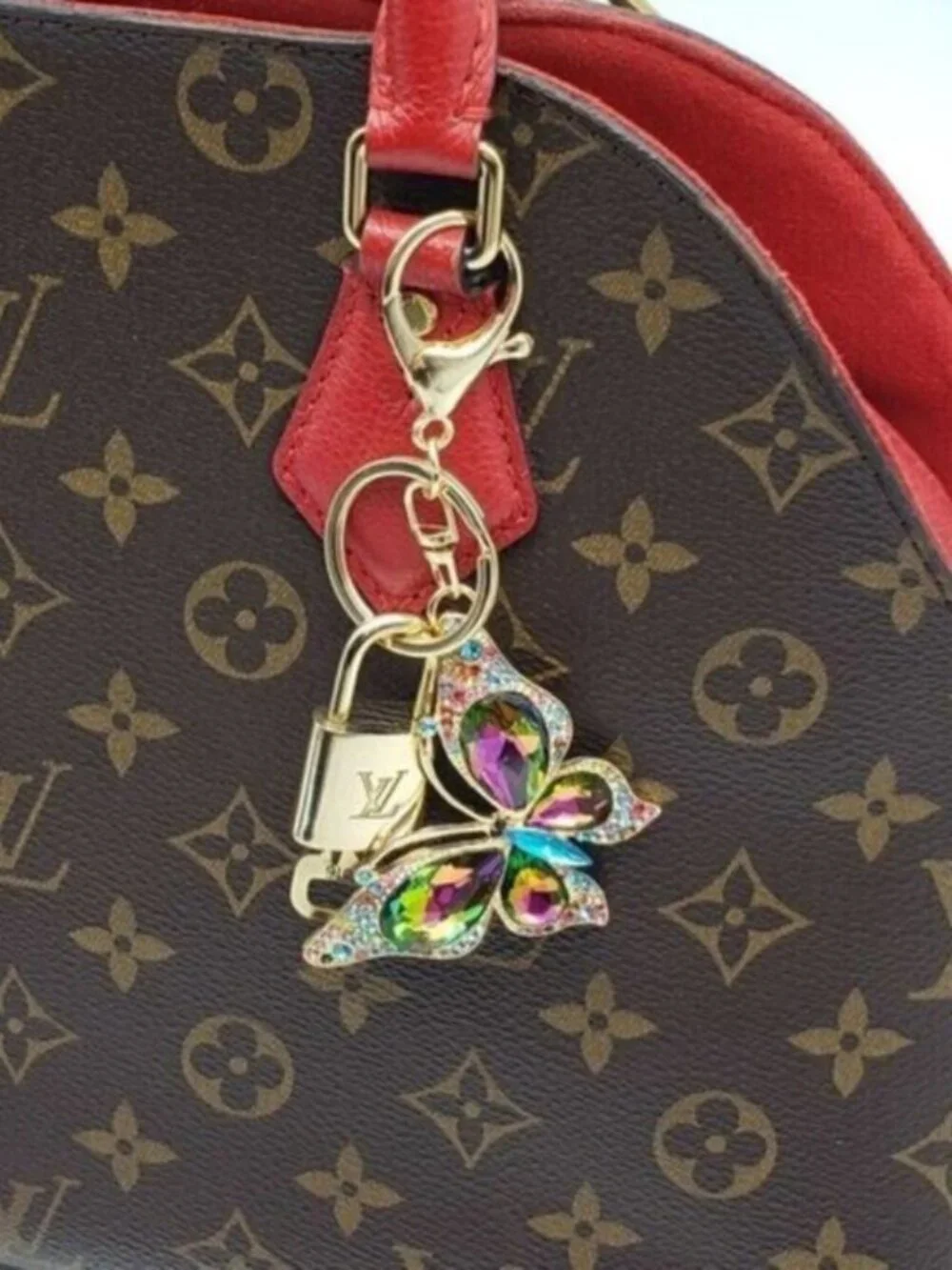 LV Gold Padlock & Key 🔒 Authentic Louis Vuitton Bag Unbranded Butterfly Charm