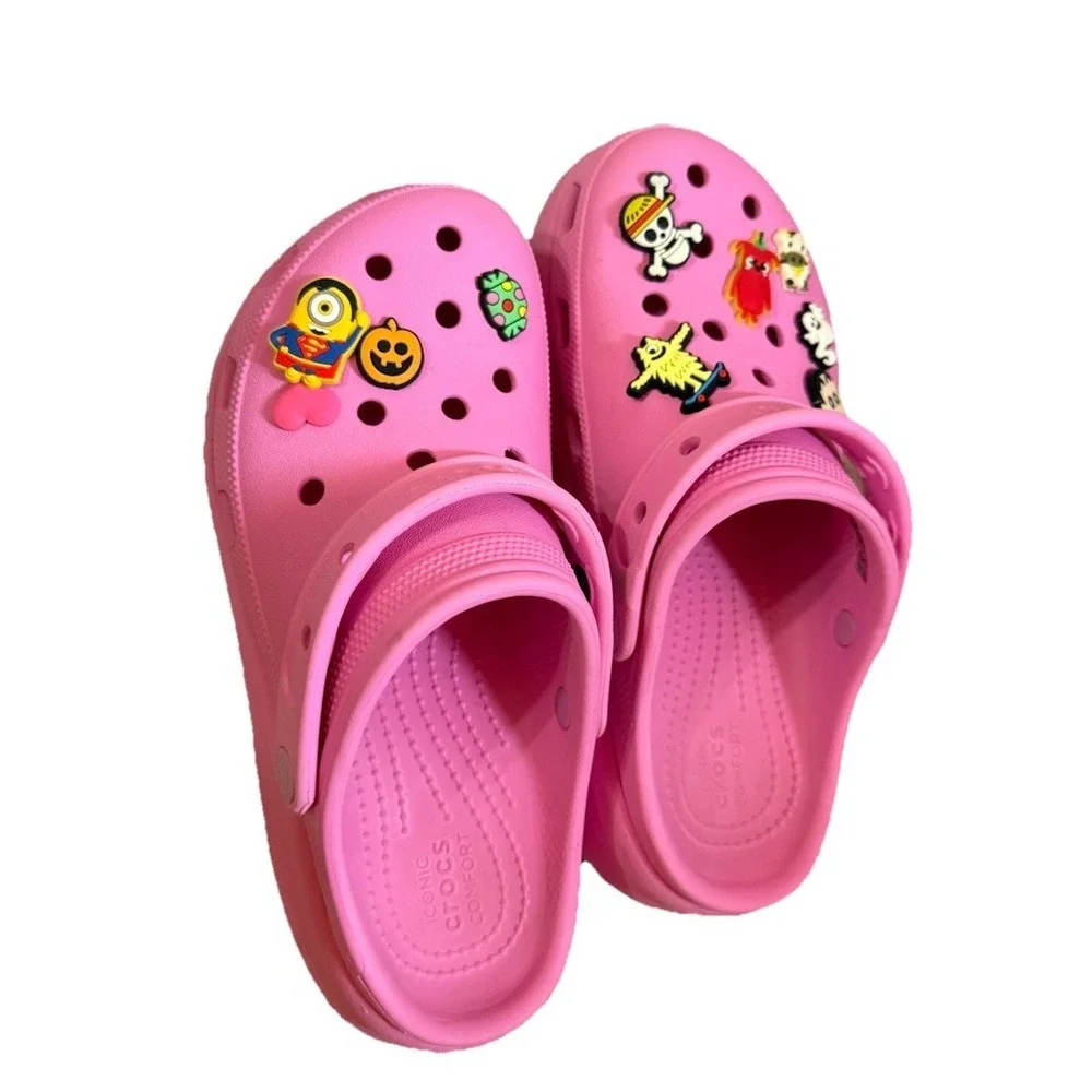 Crocs Mega Crush Clogs Juniors 6 J6 Platform Pink Wedge Kids Youth Slip On
