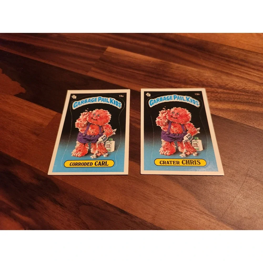 Garbage Pail Kids 1985 Series 1 Corroded Carl Crater Chris 19a 19b Matte Back