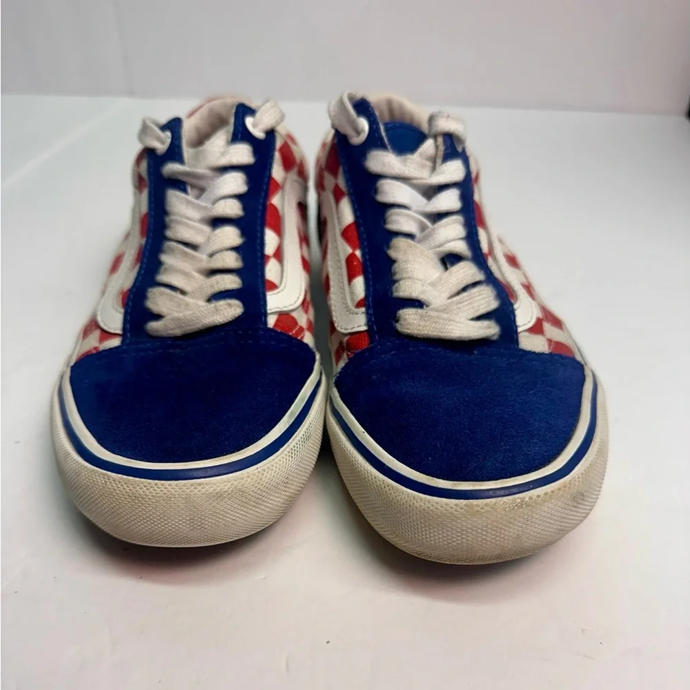 Vans Old Skool Pro‎ Red White Blue Checkerboard Sz 6.5