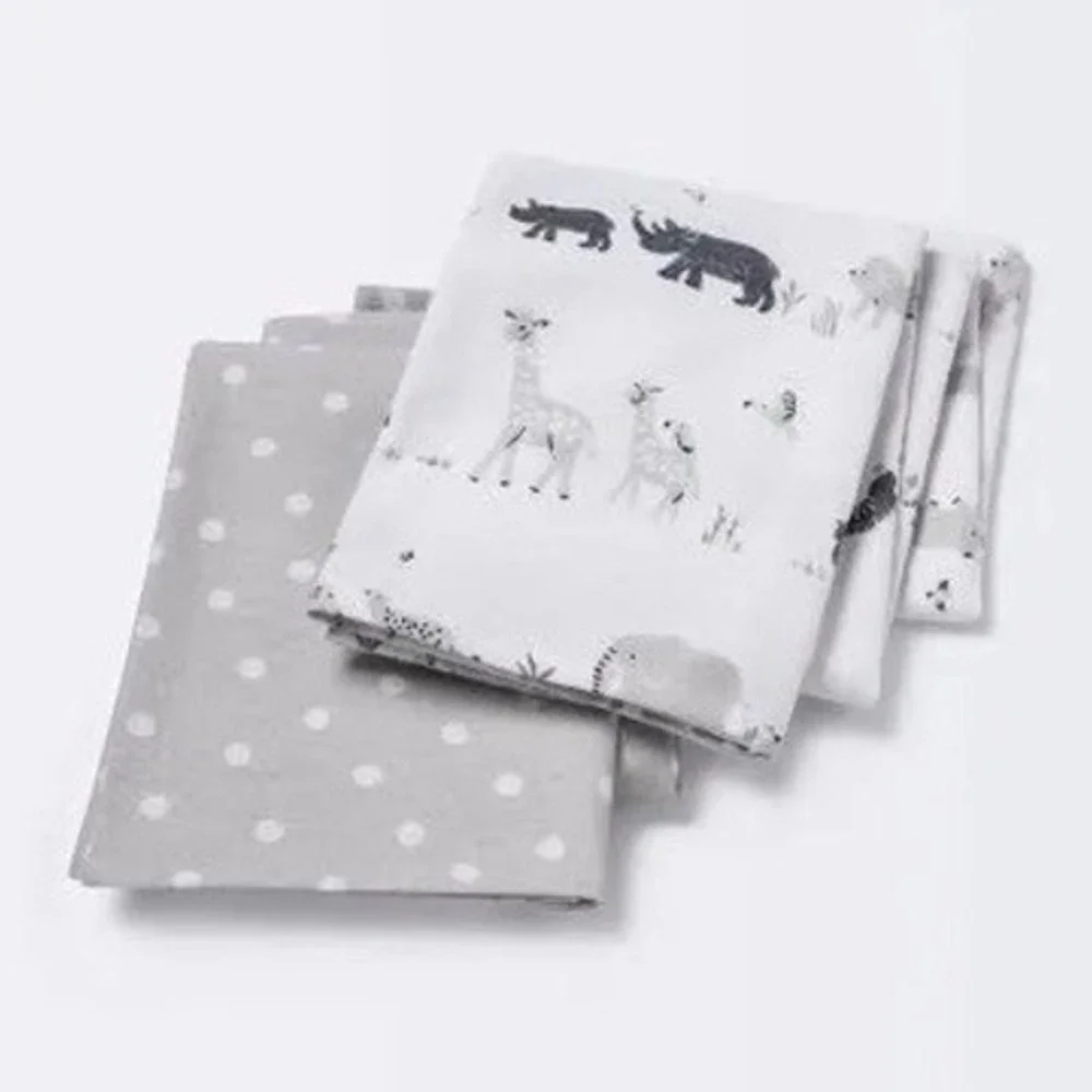 Cloud Island Flannel Blankets Baby 2pk Gray White‎ Safari Polka Dot NWT