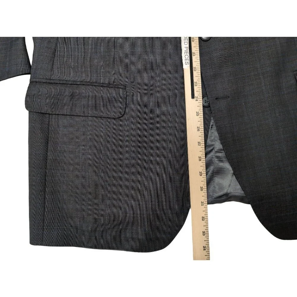 Peter Millar Blazer Mens 46T Gray Blue‎ Windowpane Wool 2 Button Business Casual