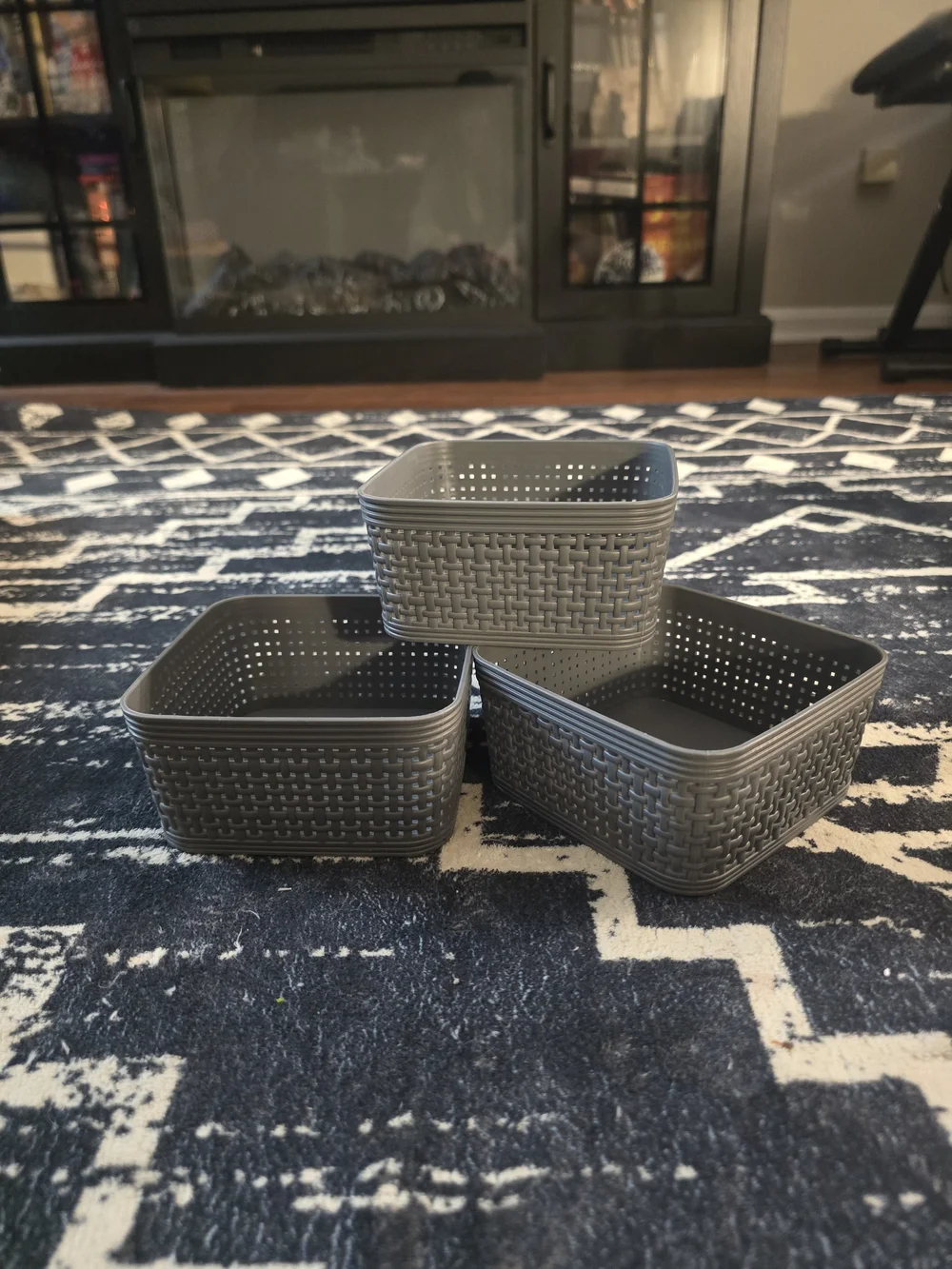 Gray Woven-Style Plastic Storage Baskets - Set of 3