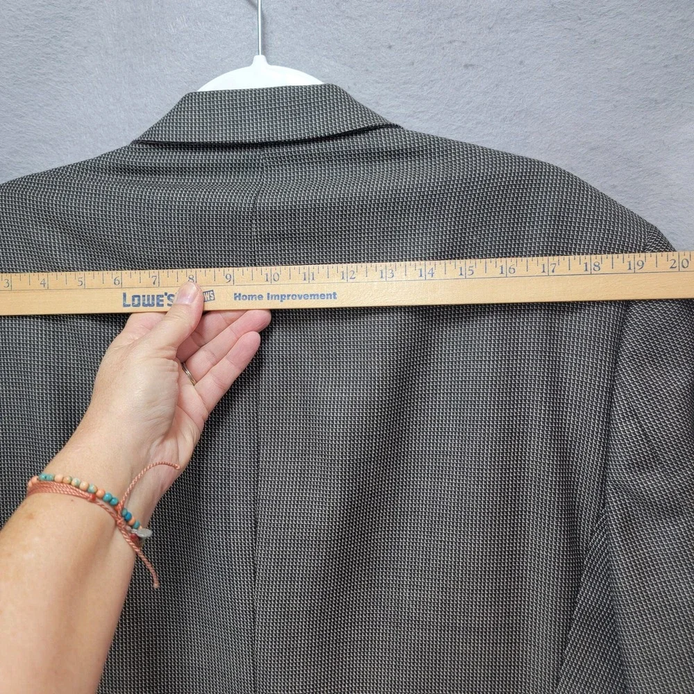 Kenneth Cole Houndstooth Wool Sport Coat Jacket Men 44R Brown Business USA Union