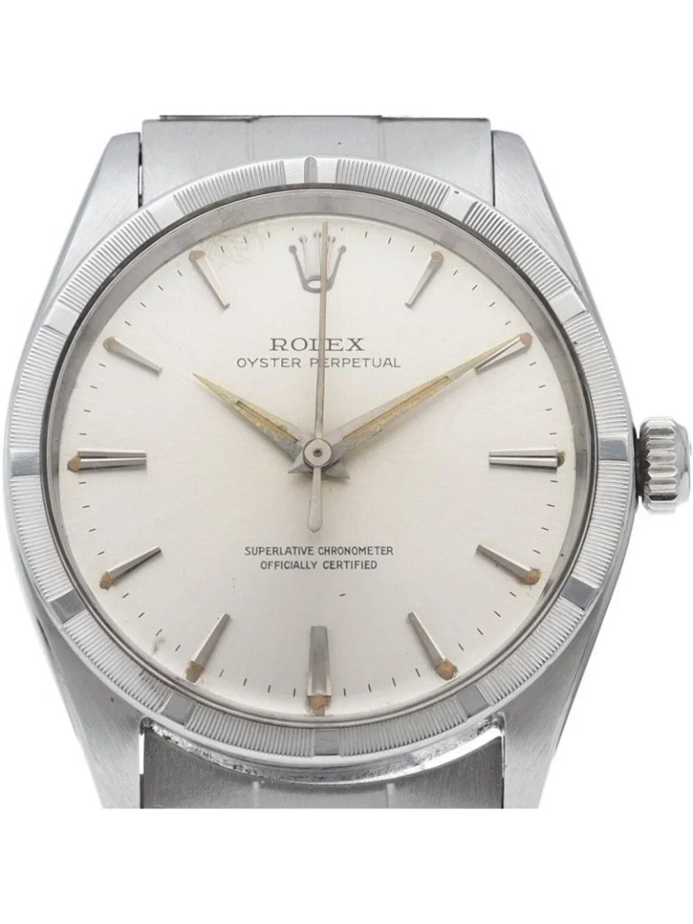 Rolex Oyster Perpetual Watch Antique SS Silver Polished