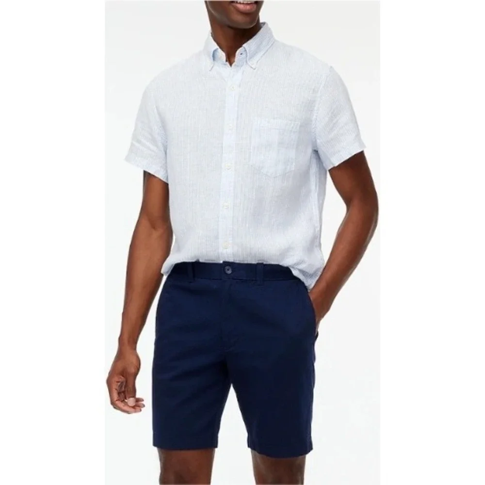 J. Crew Navy Chino Shorts 9 Inch Inseam Size 33 Flat Front NWOT‎ $80