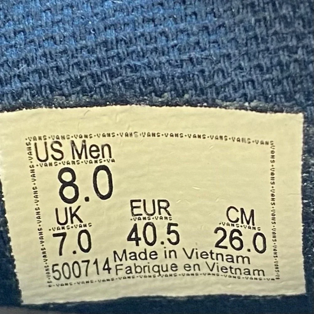 Vans size mens