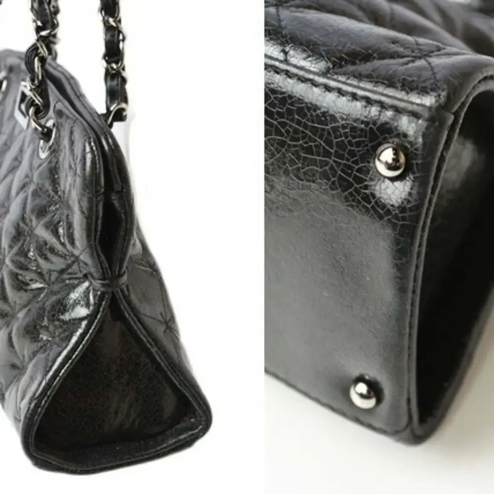 CHANEL black leather