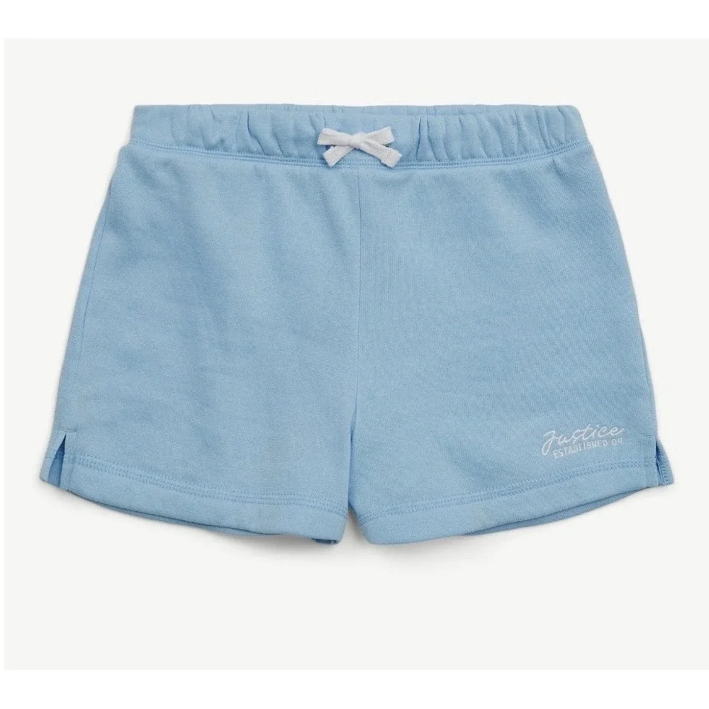 Justice Girls Blue Sweat Shorts Size Small 7/8‎ Light Blue Lounge Comfy NWT