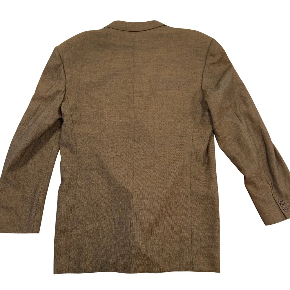 VINTAGE Giorgio Armani Collezioni Brown Herringbone Wool‎ Silk Blazer 44L Italy