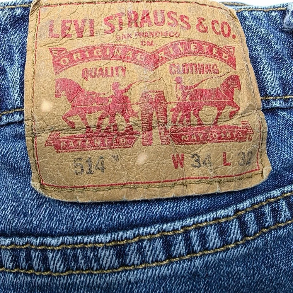 Levi Strauss 514 Jeans Mens 34x32 Blue Straight Fit Denim Casual Workwear
