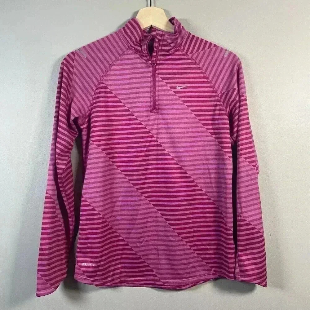 Nike Dri-Fit Pink Running 1/4 Zip‎ Pullover Girls Size XL Fuchsia Athletic Run