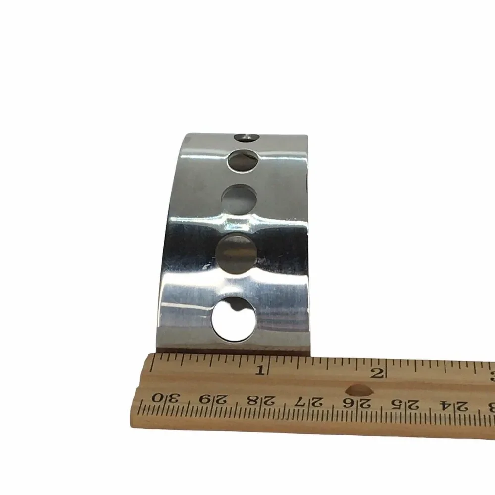 Silver Tone Set of  8  Napkin Rings Holders Curled with Punch Holes Modern Style