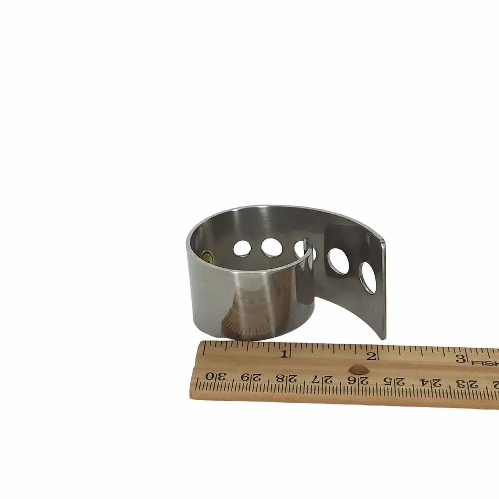 Silver Tone Set of  8  Napkin Rings Holders Curled with Punch Holes Modern Style