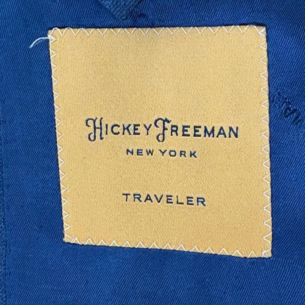 Hickey Freeman‎ Traveler Beacon Blazer Sport Coat Mens 46 Long Gray Worsted Wool