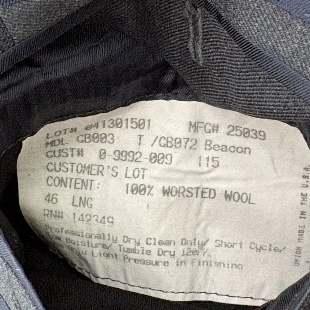 Hickey Freeman‎ Traveler Beacon Blazer Sport Coat Mens 46 Long Gray Worsted Wool