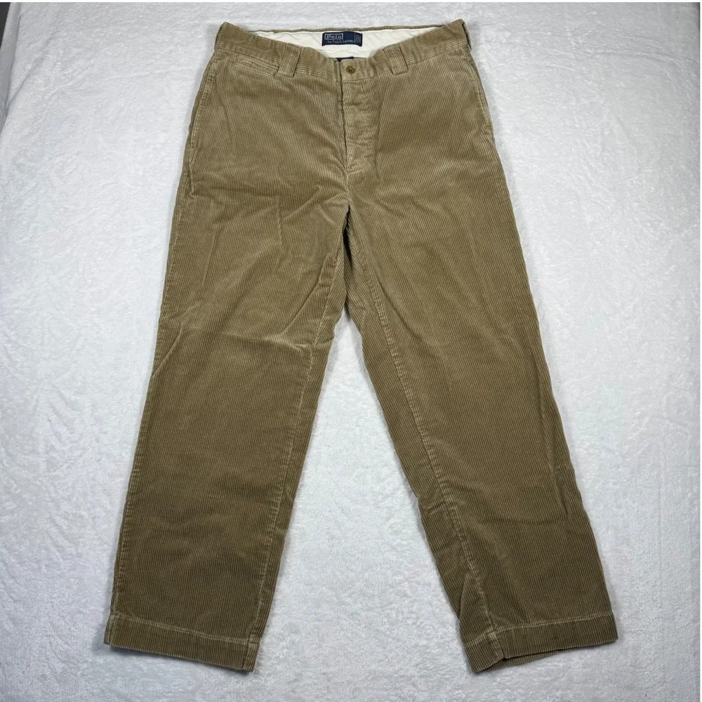 Polo Ralph Lauren Men's 35X30 Tan Corduroy‎ Pants Straight Leg Wide Wale Brown