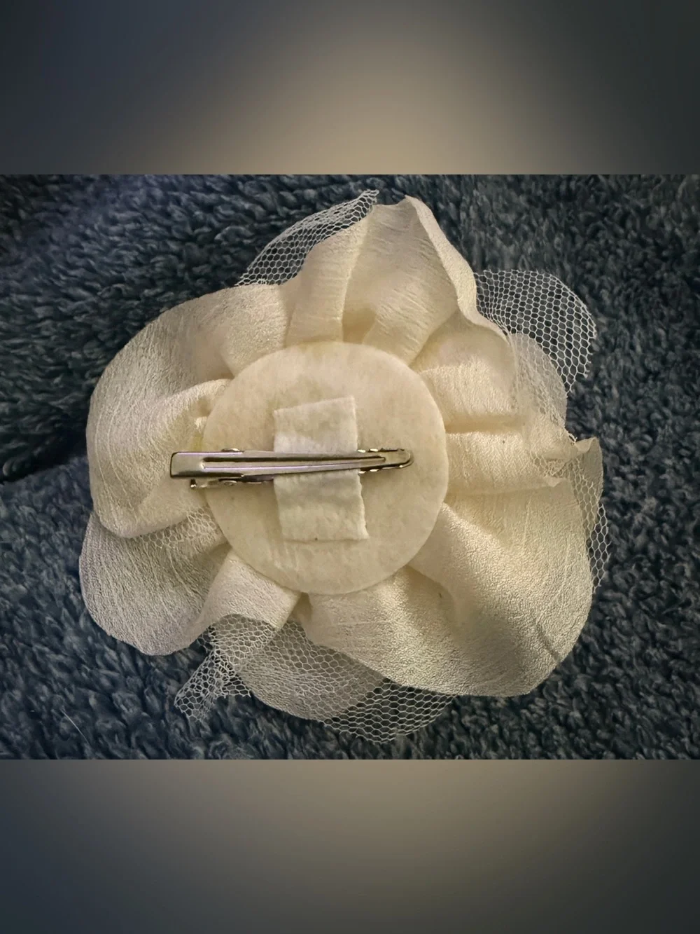 Ivory Fabric Flower Hair Clip - Women Accessories