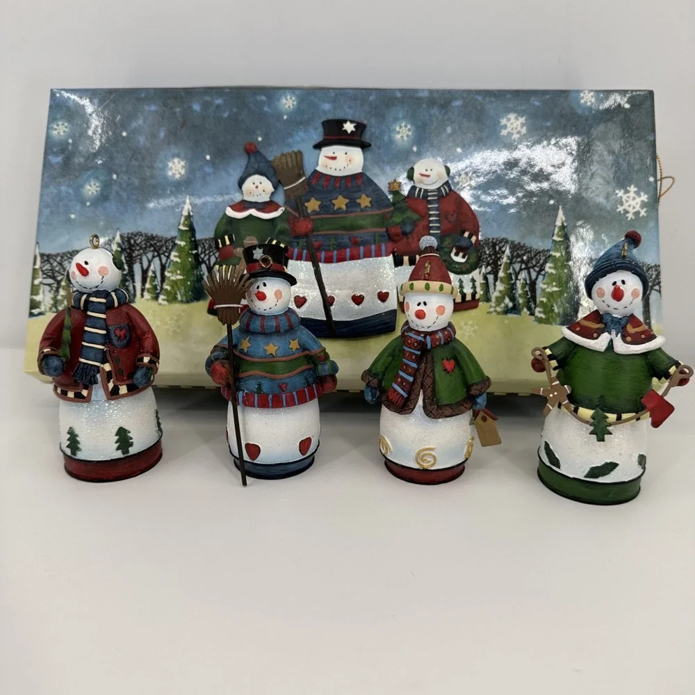 Snowman polymetal ornament Set 4 Gift Box‎