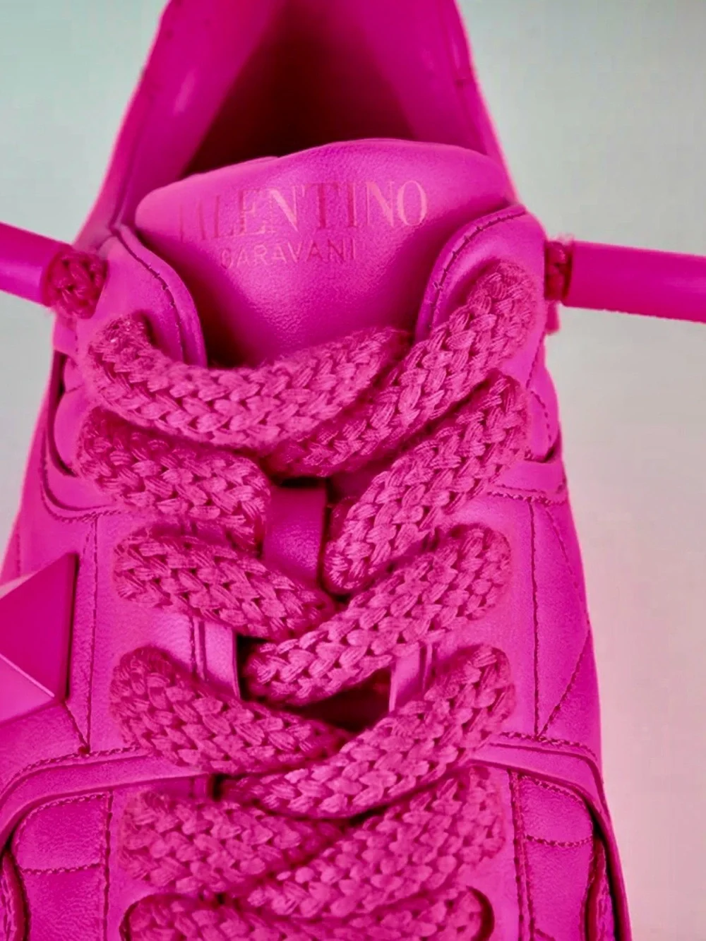 Valentino Garavani Neon Pink Lace-Up Sneakers