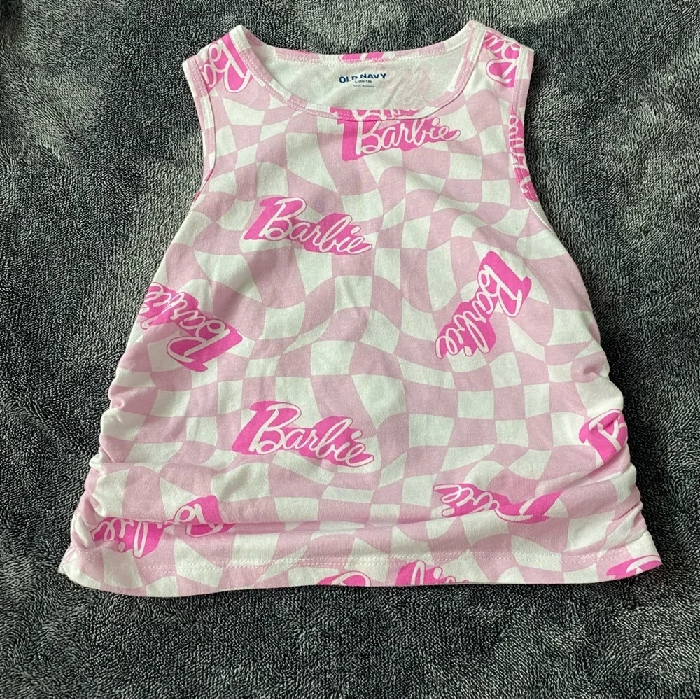 Old‎ Navy Pink Checkered Barbie Kids Tank Top