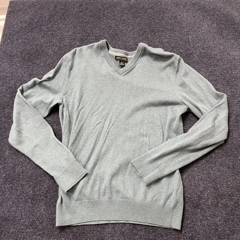 Banana Republic Sweater Mens Small‎ Blue V Neck Pima Cotton Cashmere Pullover