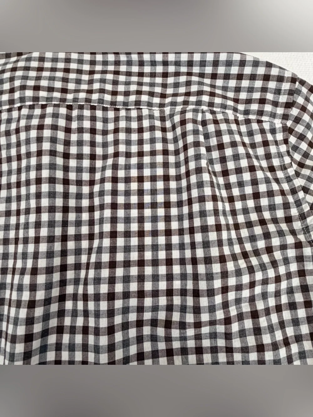 J. Crew Brown and White Gingham Button-Down Shirt