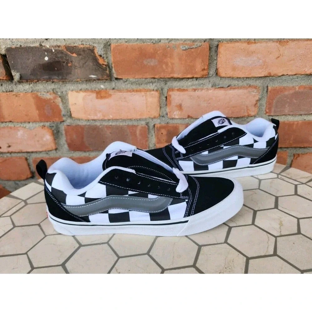 Sz 11 Vans Mega Check Knu Skool Skate‎ Sneakers Mens Black White Checkerboard
