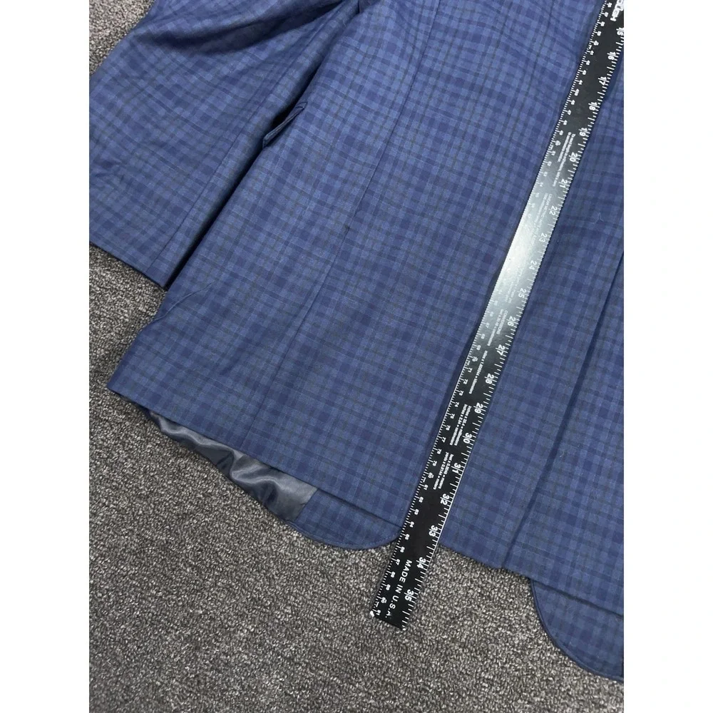 Circle S Western Blazer Jacket Men 48L Blue Gingham Check‎ Yokes Cowboy Ranch