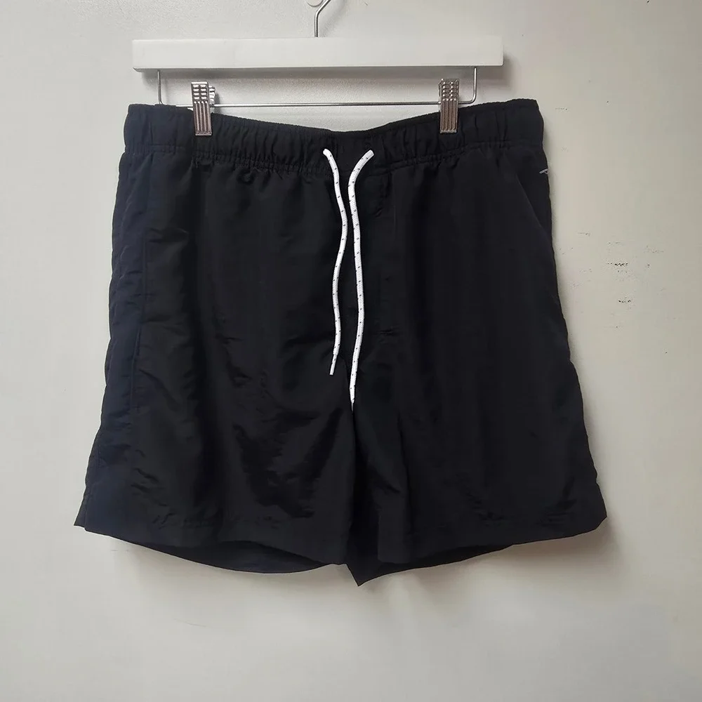 Duluth Trading Co Mens Black Nylon Swim Trunks Board Shorts Mesh Lined Size‎ L