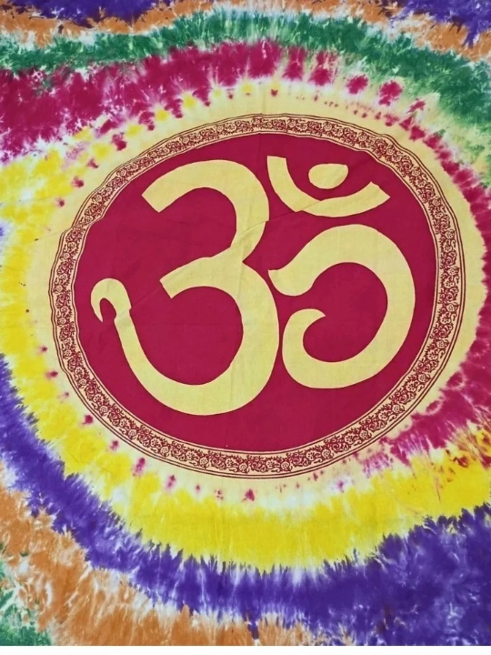 Vibrant Multicolor Tie-Dye Wall Hanging W/ OM Symbol 80