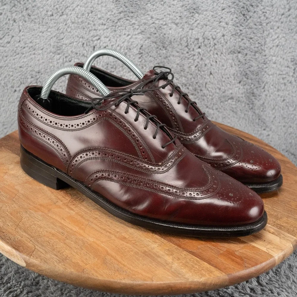 Florsheim Imperial Dress Shoes Mens 9 E Burgundy Wingtip Oxford Leather Lace Up