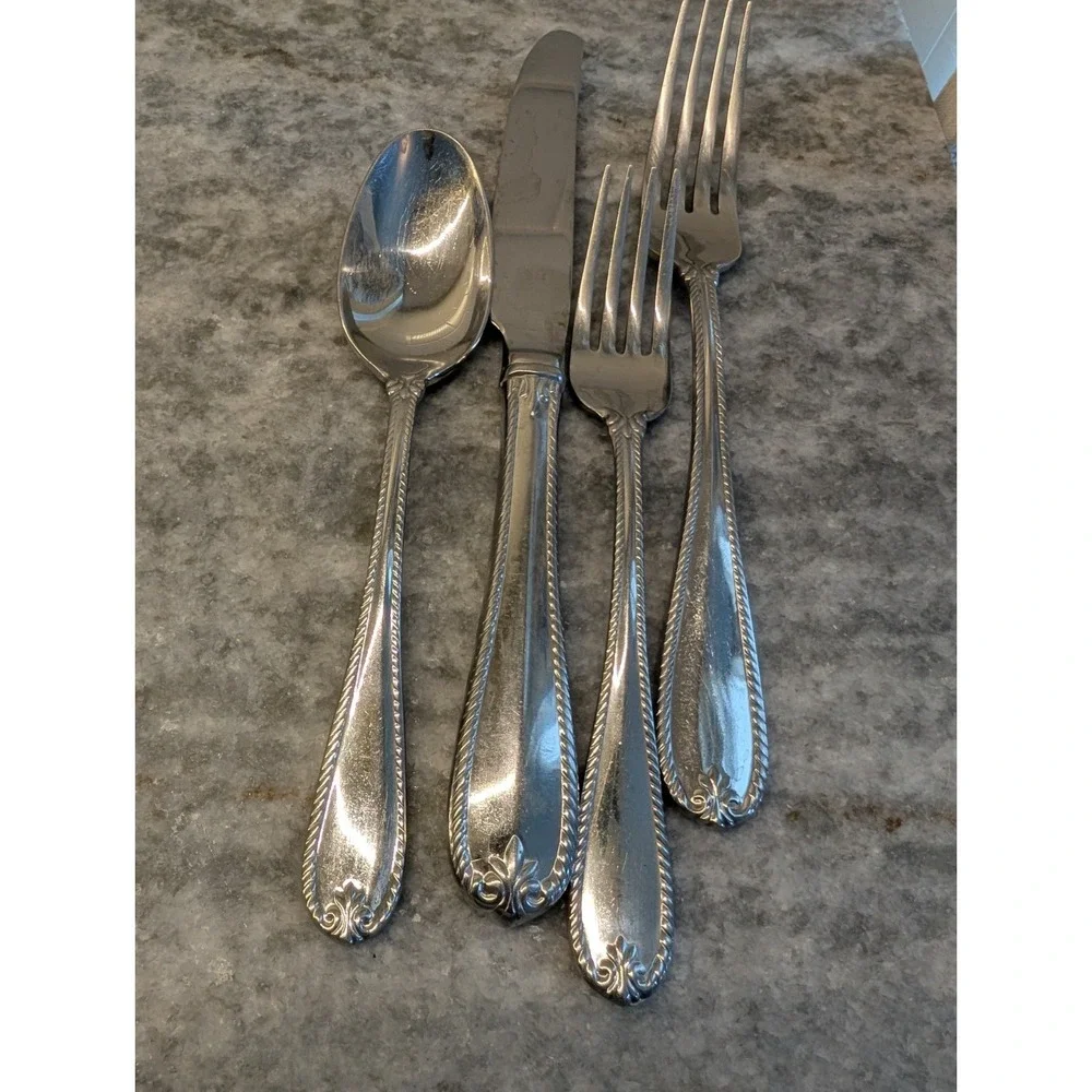 4 Lenox TUDOR BEAD Stainless 18/10‎ Glossy Rope Edge Flatware