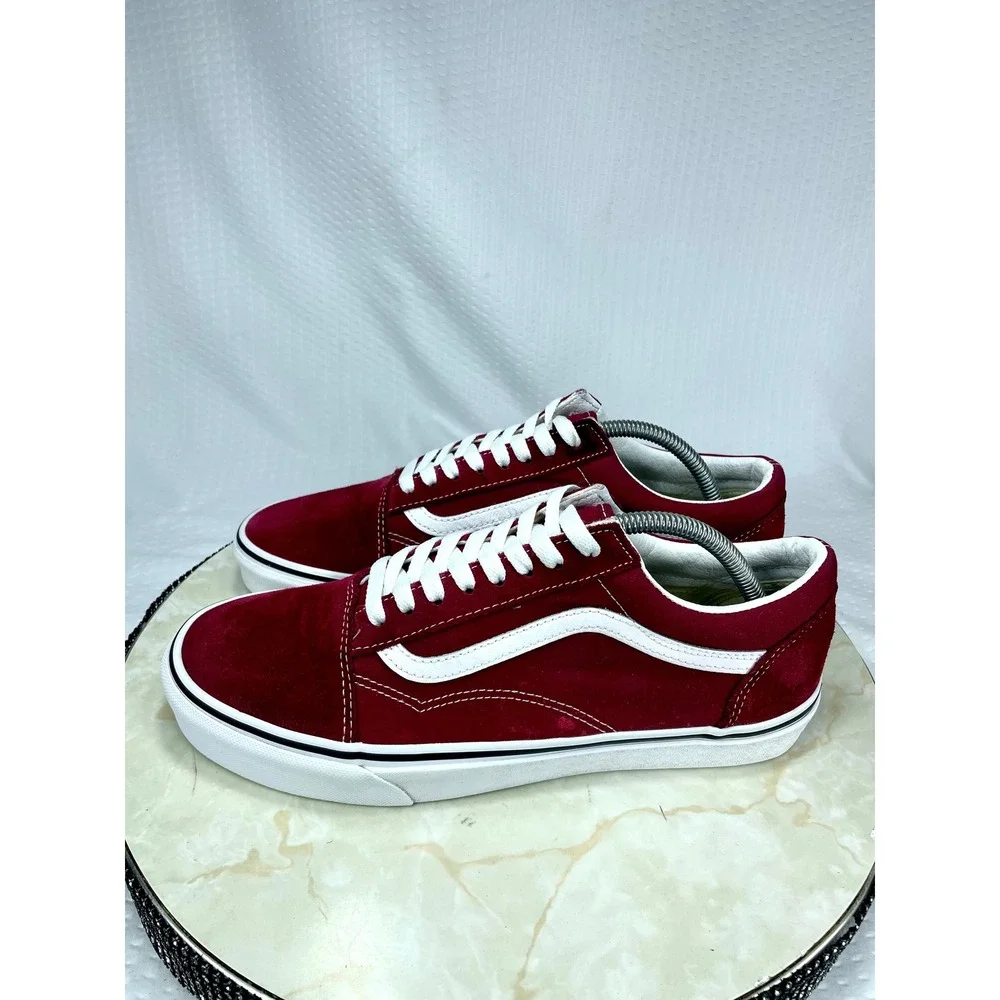 Vans Suede Canvas Skate Shoes Mens 10 Burgundy Low Top Streetwear Retro Sneakers
