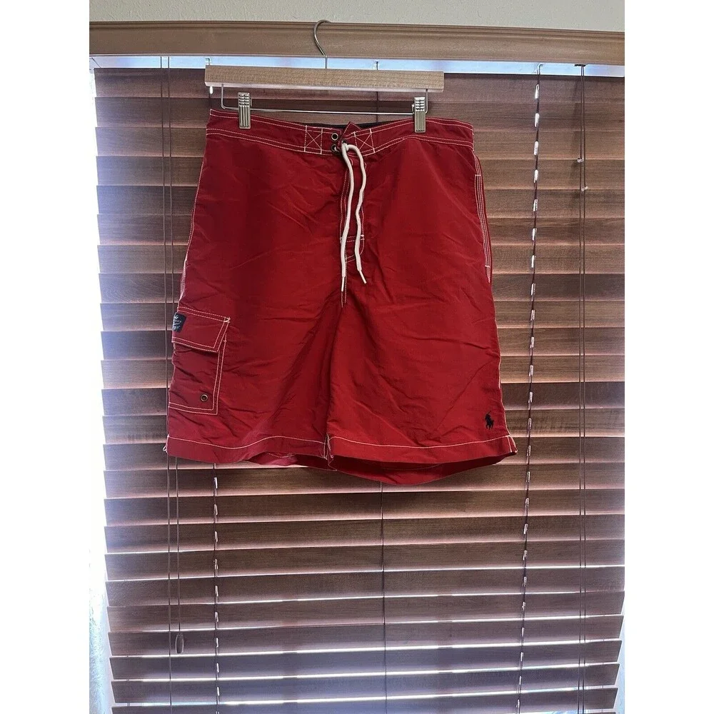 Polo Ralph Lauren Swim Trunks Red Lined Swimwear Board Beach No‎ Mesh Lining