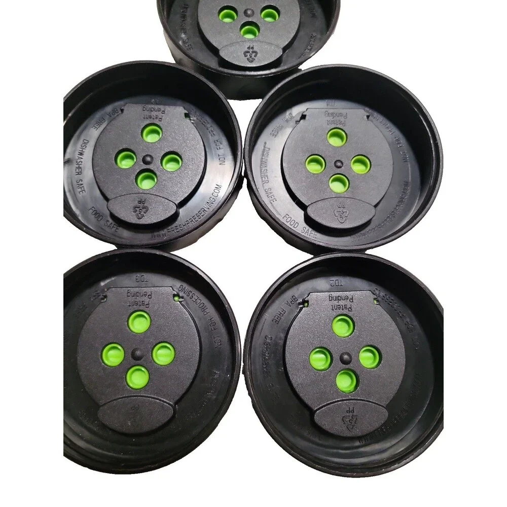 Set of 5 Genuine Ball Herb Shaker Caps Stay-Open Lid Design Spices Jar