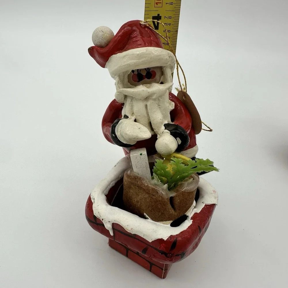 Santa Resin Christmas Ornament Vintage 1979 Sondra Lot‎ Of 2