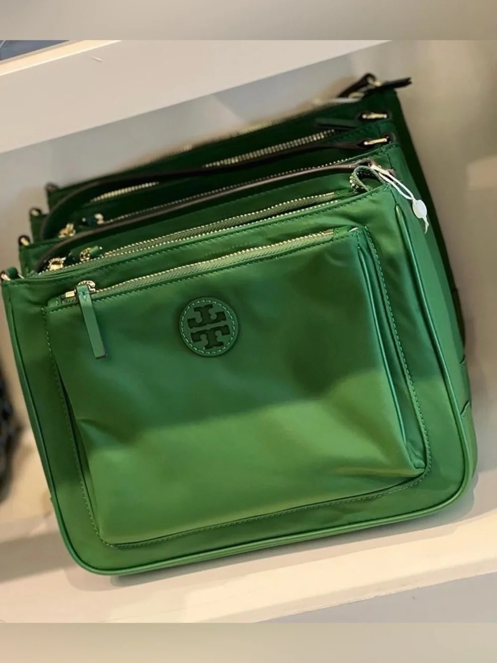Tory Burch Women's Nylon Swingpack Crossbody Bag Arugula Green EUC