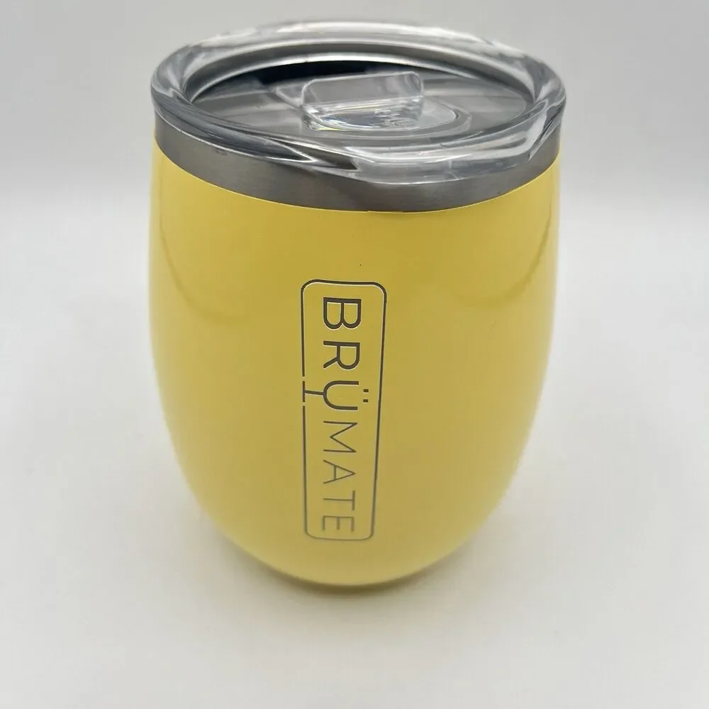 BRUMATE UNCORK'D INSULATED WINE TUMBLER 14OZ WITH LEAKPROOF LID Yellow