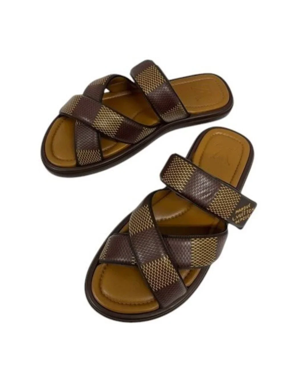Louis Vuitton LV Venice Line Damier Flat Sandals Logo 9 Brown