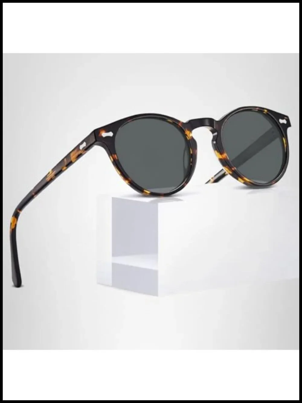 Vintage Round Acetate Frame Polarized Sunglasses for Women UV400