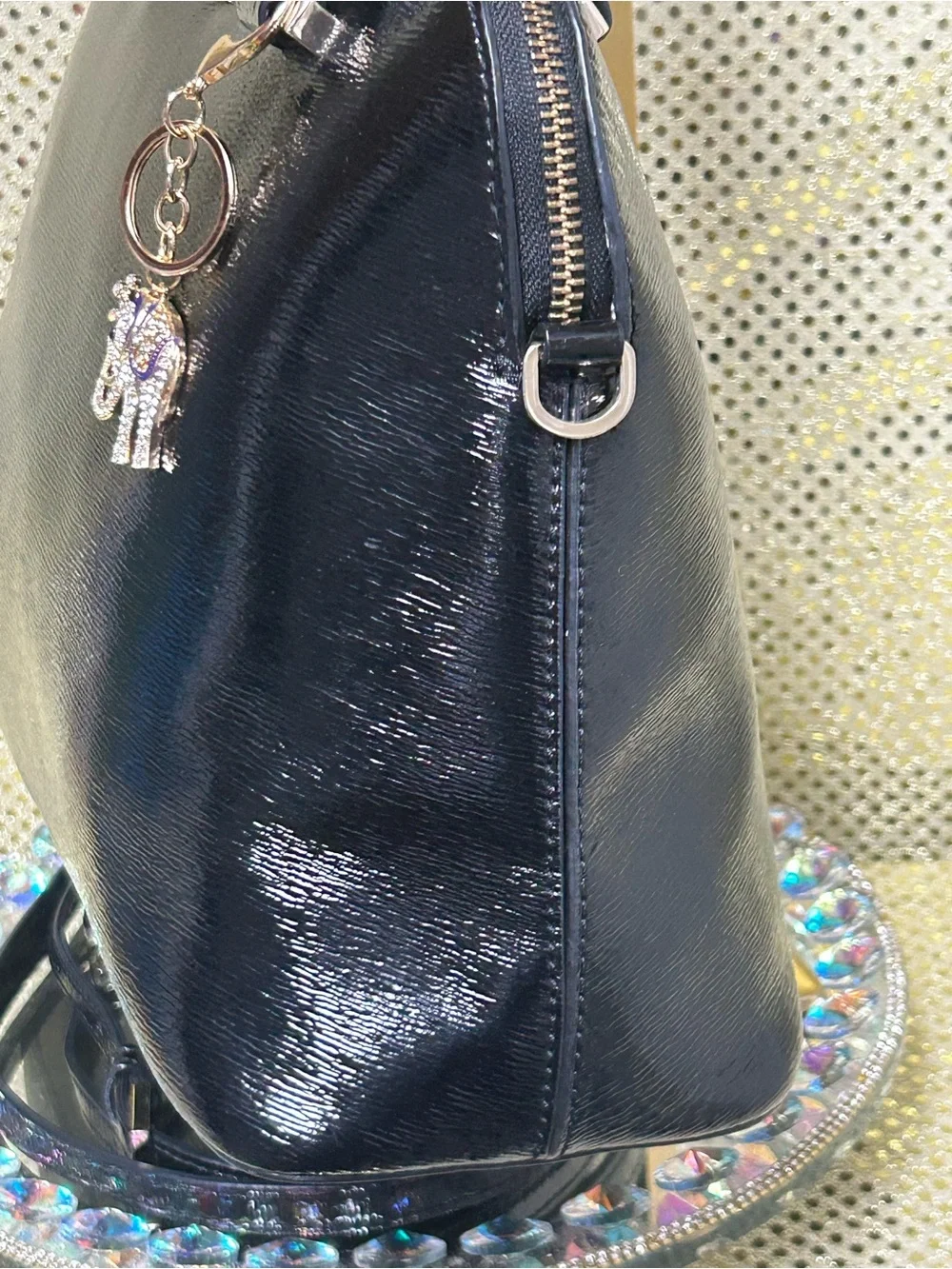 kate spade NY Bixby Place Carli Black Patent Leather Satchel Approx. 11 x 9 x 5