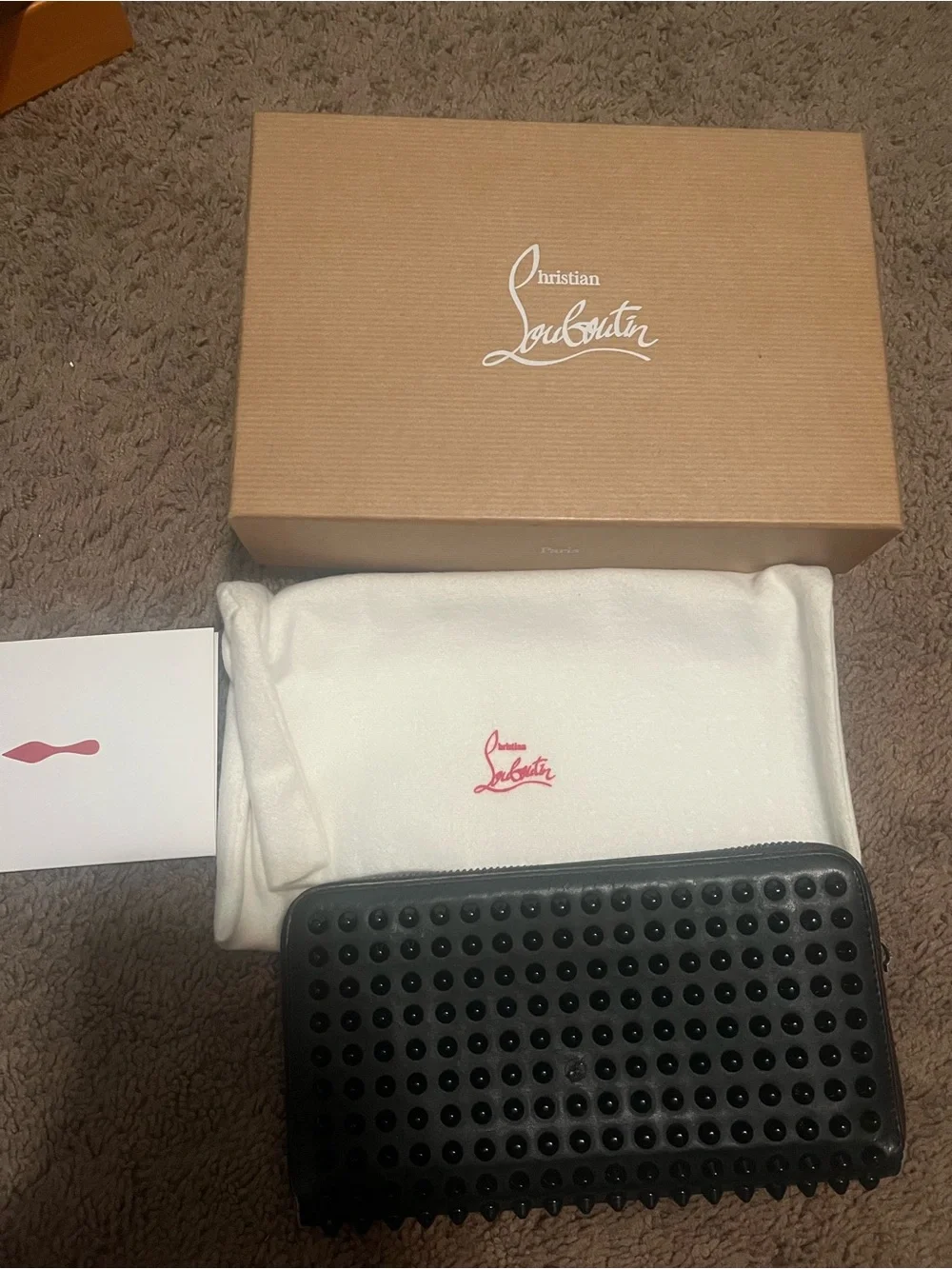 Christian Louboutin Black Studded Zip Wallet