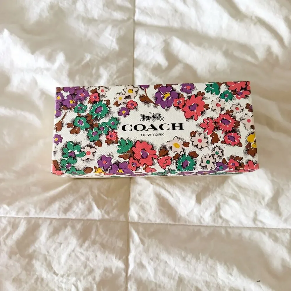 NWOT Coach Black Hard Eyeglass Sunglasses Case w/ Floral Gift Box